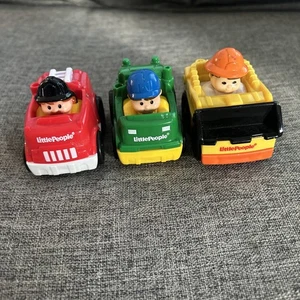 Little People Push Cars Lot Of  3 Garbage Bulldozer Firetruck Preschool Play - Imagen 1 de 5