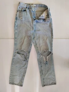 Pacsun Womens Size 26 100% Cotton Ruined Straight Light Blue Button Fly Jeans  - Picture 1 of 15