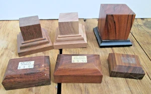 Bolivian Rosewood Lot 6 Square Carved Wood Display Block Pedestal Small Vintage - Picture 1 of 11