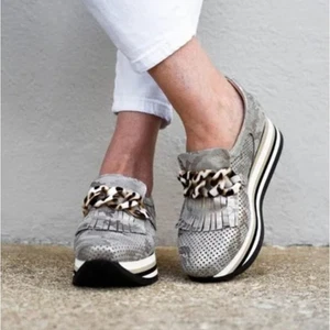 Mocasines Caddie Softwaves Metálicos Plata Oro Plataforma Cadena 39.5/9 Soporte Arco - Imagen 1 de 12