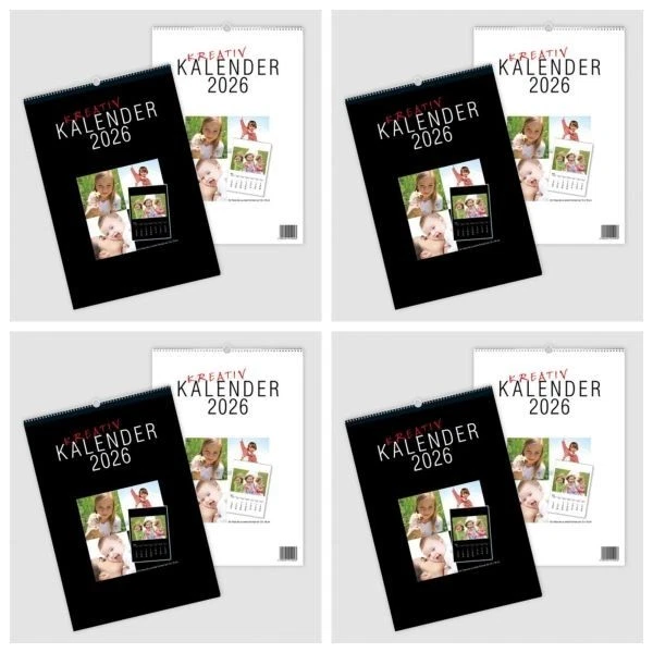 4 x Hochwertige Fotokalender Bastelkalender 2026 DIN A4 für Fotos bis 13x18 cm