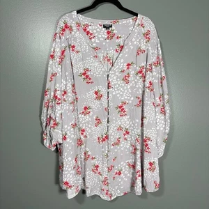 Camicetta Torrid Harper grigia leopardata floreale challis - taglia 5 (5X) - donna plus - Foto 1 di 7