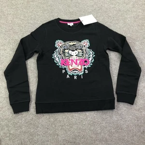 Sudadera Kenzo Mujer Pequeña Negra Tigre Clásica Bordada París Cuello Redondo - Imagen 1 de 21