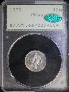 1879 3CN Three Cent Nickel PCGS PR66 CAC Low Mintage Proof Rattler Holder - Picture 1 of 2