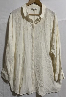 John Rocha cream chiffon collared button down shirt blouse size 16 - Image 1 of 4
