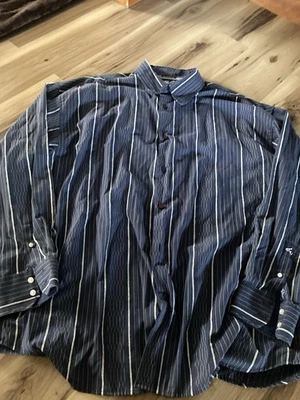 Attitude Mens blue white button long sleeve shirt 5 XL - Image 1 of 4