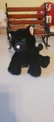 Webkinz Black Cat Plush No Code Stuffed Animal Green Eyes FAST Shipping - Image 1 of 4
