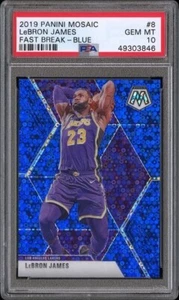 2019 Panini Mosaic LeBron James #8 Fast Break Blue PSA 10 Gem MT 30/85 - Picture 1 of 2