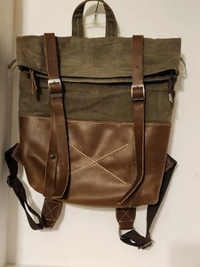 RockCow Waxed Waterproof Leather And Canvas Backpack - Picture 1 of 8
