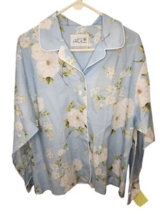 NWT The Cats Pajamas Blue/White Floral Long Sleeve Sleep Top Size XL - Picture 1 of 3
