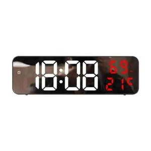 Digital LED Mirror Wall Clock Alarm Temperature Humidity 9" Large Display, USA - Picture 1 of 7
