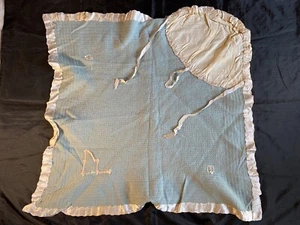 27" Vintage Virgin Wool Baby Wrap Newborn Blanket by May Knitting, w/ Rayon Hem - Picture 1 of 10