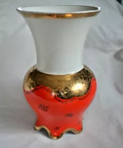 RS Prussia Tillowitz Silesia Epos Antique Orange on White with Gold Gilding Vase - Picture 1 of 10