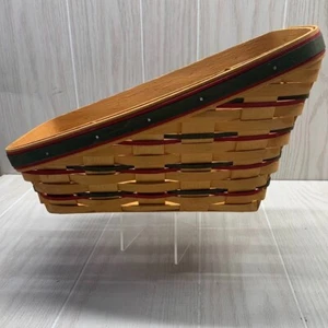 1998 Longaberger Korb Lg abgewinkelt Weihnachten rot grün Schlitten signiert und nummeriert - Bild 1 von 13