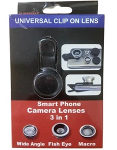 Objectif clip caméra macro grand angle Fish Eye 3 en 1 universel pour smartphone - Photo 1 sur 4