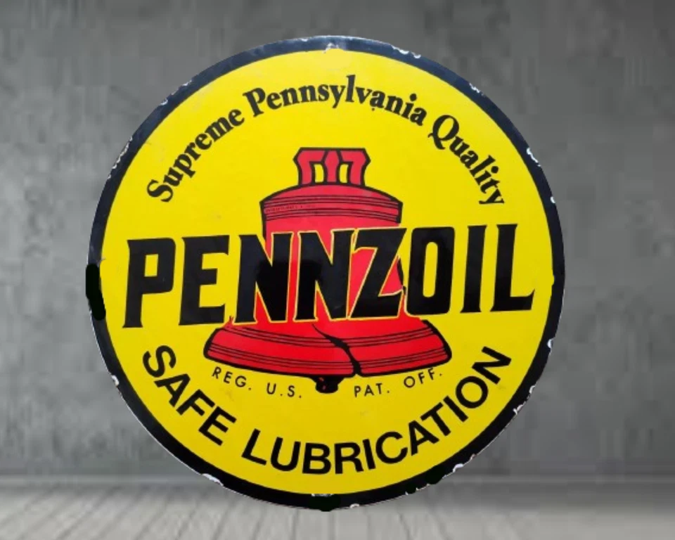 Pennzoil Lubricant Pure Porcelain Enamel Heavy Metal Sign 48"  (See Discription - Image 1 of 2