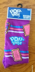 New Pop Tarts Crew Socks Mens Size 6-12 Fun Novelty Purple Multi-colored - Picture 1 of 6