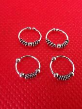 STERLING SILVER 925 4PIECES OF NICE DESIGN OF HOOPS FOR DIFFERENT PIERCING k6k16