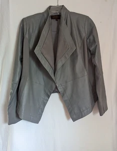 Halfulrnstun Jacke Damen M Leder/Polyester asymmetrisch grau vorne offen - Bild 1 von 10