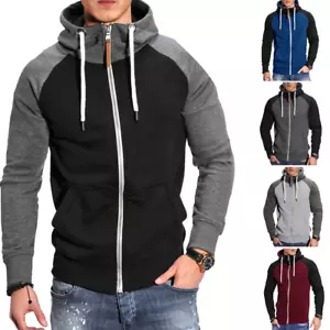 Men's Women color blocked fitness sweatshirt casual and fashionable cardigan top - Picture 1 of 15