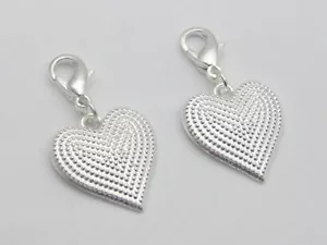 25 Silber Legierung Herz Clip auf Charms passt Kette Armband - Bild 1 von 3