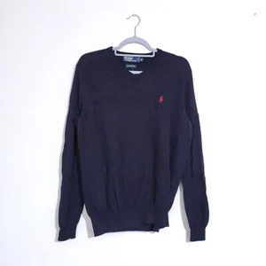 Ralph Lauren Pullover dunkelblau Merinowolle V-Ausschnitt leicht Herren Medium - Bild 1 von 8
