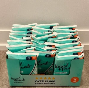 (25 Pks) Rascal + Friends 2 Pack Disposable Baby Diapers Size 2 (9 To 18 Pounds) - Picture 1 of 4