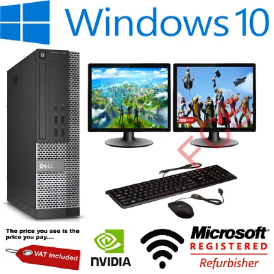 Gaming PC Bundle Intel Core i7 8GB 1TB GT710 DUAL SCREEN Windows 10 ULTRA FAST  - Image 1 of 4