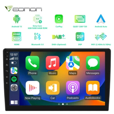 Eonon UA12S Plus 2 DIN Android 13 8-Core 6+64 Car Stereo 10.1" GPS Radio CarPlay - Image 1 of 4