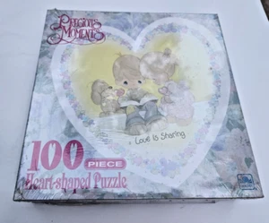 Precious Moments "Love Is Sharing" 100 Piece Heart Shaped Puzzle & Color Book - Picture 1 of 9