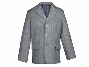 Baby Toddler Boy Formal Wedding Tuxedo Suit Pinstripe GRAY/Khaki Jacket Sm-20 - Picture 1 of 5