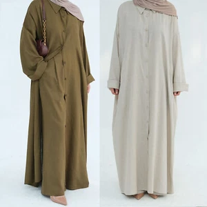 Dubai Women Muslim Open Abaya Long Robes Pants Sets Islamic Turkey Outfits Arab - Picture 1 of 23