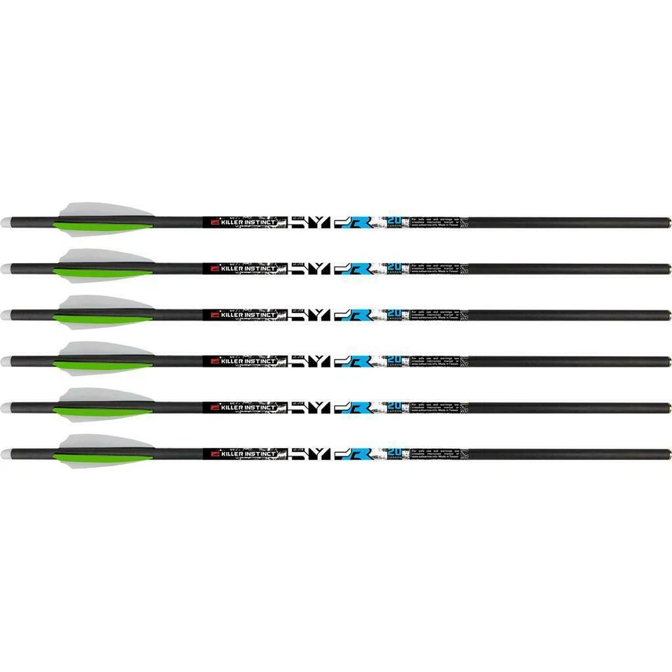 Killer Instinct MSCKI-1065-6 HYPR Lite 20 in Carbon Crossbow Bolts Pack of 6 Pieces