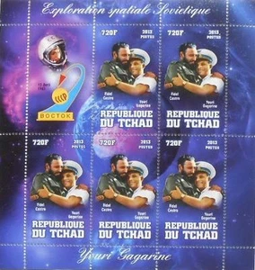 VOSTOK 1 space Yuri Gagarin & Fidel Castro Tchad 2013 m/s #tchad2013-13 - Picture 1 of 1