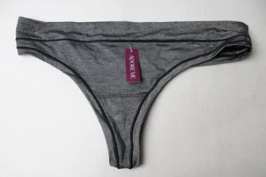 Adore Me Women's Stretch Helynn Contour Thong Panty ZG3 Black/Gray Large NWT - Picture 1 of 5
