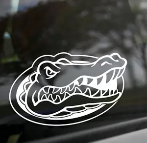 Florida Gators GATOR HEAD LOGO in vinile taglio BIANCO decalcomania UF auto camion adesivo - Foto 1 di 1