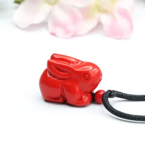 Cinnabar Rabbit Pendant Red Pendants Men Jewelry Natural Charm Luxury Necklace - Bild 1 von 7