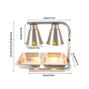 NEW French Fry Warmer French Fry Heat Lamp w/2X Detachable Pan Food Lamp Warmer - Picture 1 of 20