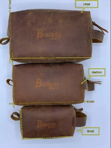 Leather men's Toiletry accessories bag, Pure Leather, Grooms Gift, Fathers Gift, - Foto 1 di 6