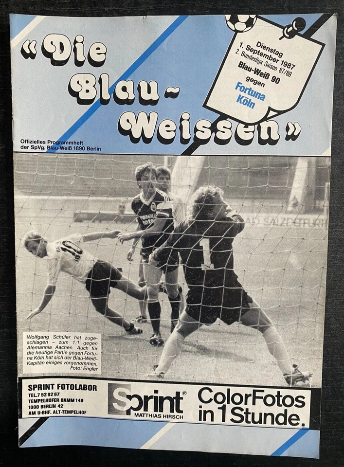 II. BL 87/88 Blau-Weiß 90 Berlin - SC Fortuna Köln, 01.09.1987 Wolfgang Schüler - Bild 1 von 1