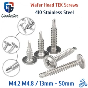 M4.2 M4.8 Flanged Self Drilling TEK Screws 410 Stainless Phillips Flange Head - Picture 1 of 9
