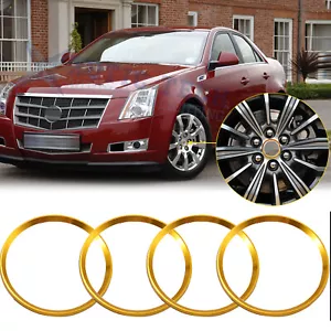 Gold Aluminum Wheel Rim Center Hub Cap Decoration Emblem Ring Cover For Cadillac - Foto 1 di 12
