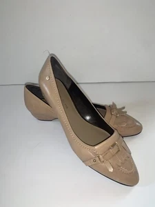 Cathy Etienne Aigner Women Shoes 8M Leather Kiltie Buckle Tan - Picture 1 of 8