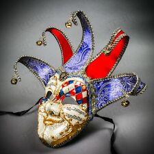 Venetian Jester Joker Masquerade Ball Mardi Gras Mask Red Blue Costume PartyMask