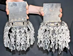 Vintage Set 2 Hanging Crystal Prisms Votive Prism Candle Holders - Picture 1 of 6