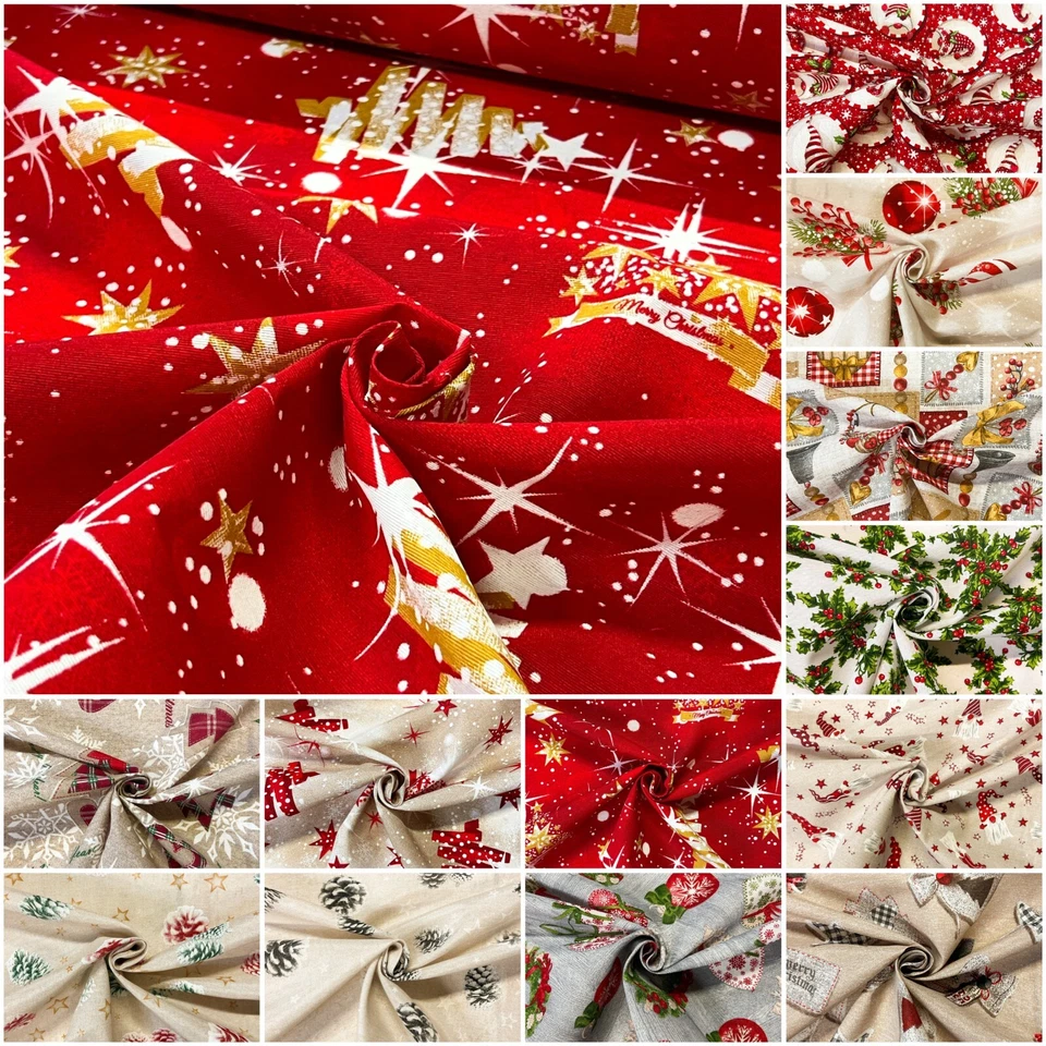 Loneta Weihnachten Bedruckt 140cm Motive Wichteln Bäume Polyester Baumwolle - Bild 1 von 1