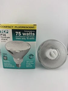 ⚡️1 Lot⚡️ TCP Compact Fluorescent Floodlight 1P3816 120V 16W 750 Lumen 8000 Hrs - Picture 1 of 7