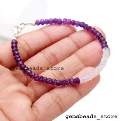 Bracciale in argento sterling 925 con opale di fuoco etiope bianco... - Immagine 1 di 4