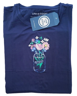Life is Good SS рубашка расслабленный сон футболка банка букет цветы груди48in женщин XL - Изображение 1 из 4