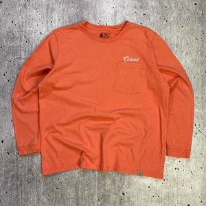 Carhartt Long Sleeve T-Shirt Loose Fit Orange Embroidered Women's XL (16-18) - Picture 1 of 7